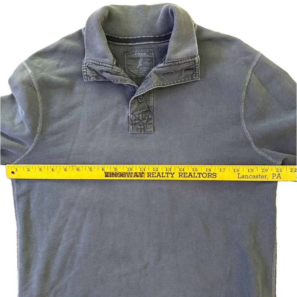 J Crew Henley Broken In Fleece Sweatshirt Mens Sz M Grunge Gray Cotton Popover